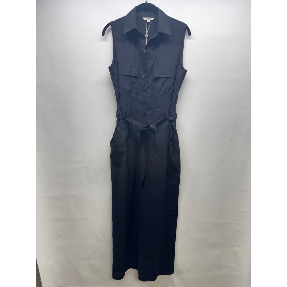 Max Studio London Jumpsuit Women S Black Sleeveless Belted Utility Cargo